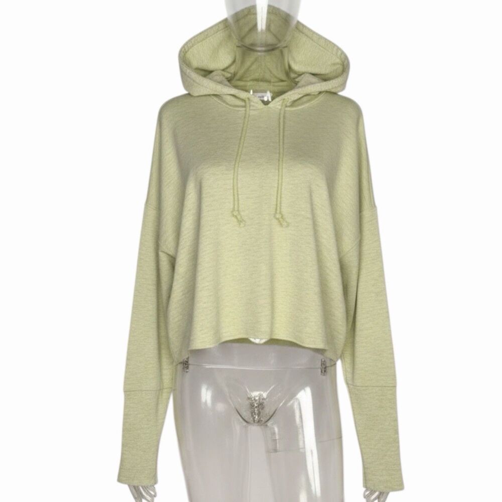 Nike Dri Fit Womens Luxe Yoga Limelight Hoodie Top Shirt Crop Green S